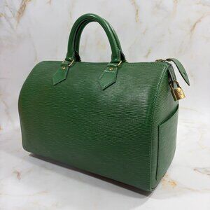 Louis Vuitton Epi Speedy 30 Boston Bag Handbag Green Leather Authentic E560470
